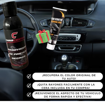 Carscenter Restaurador de Partes Negras + Regalo: Cera Quita Rayones