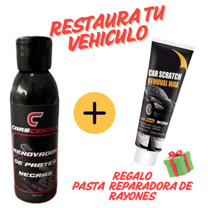 Carscenter Restaurador de Partes Negras + Regalo: Cera Quita Rayones