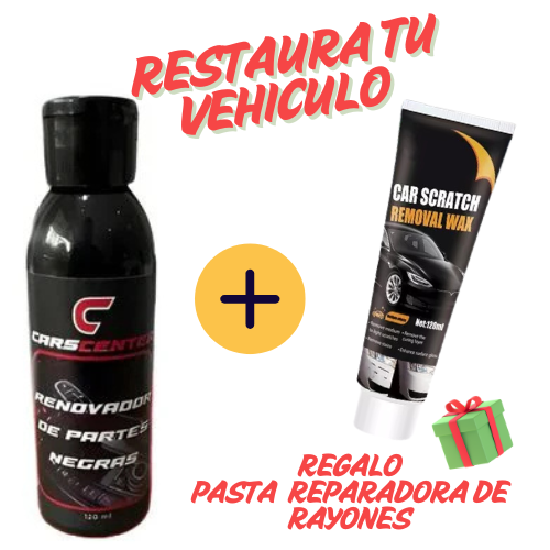 Carscenter Restaurador de Partes Negras + Regalo: Cera Quita Rayones